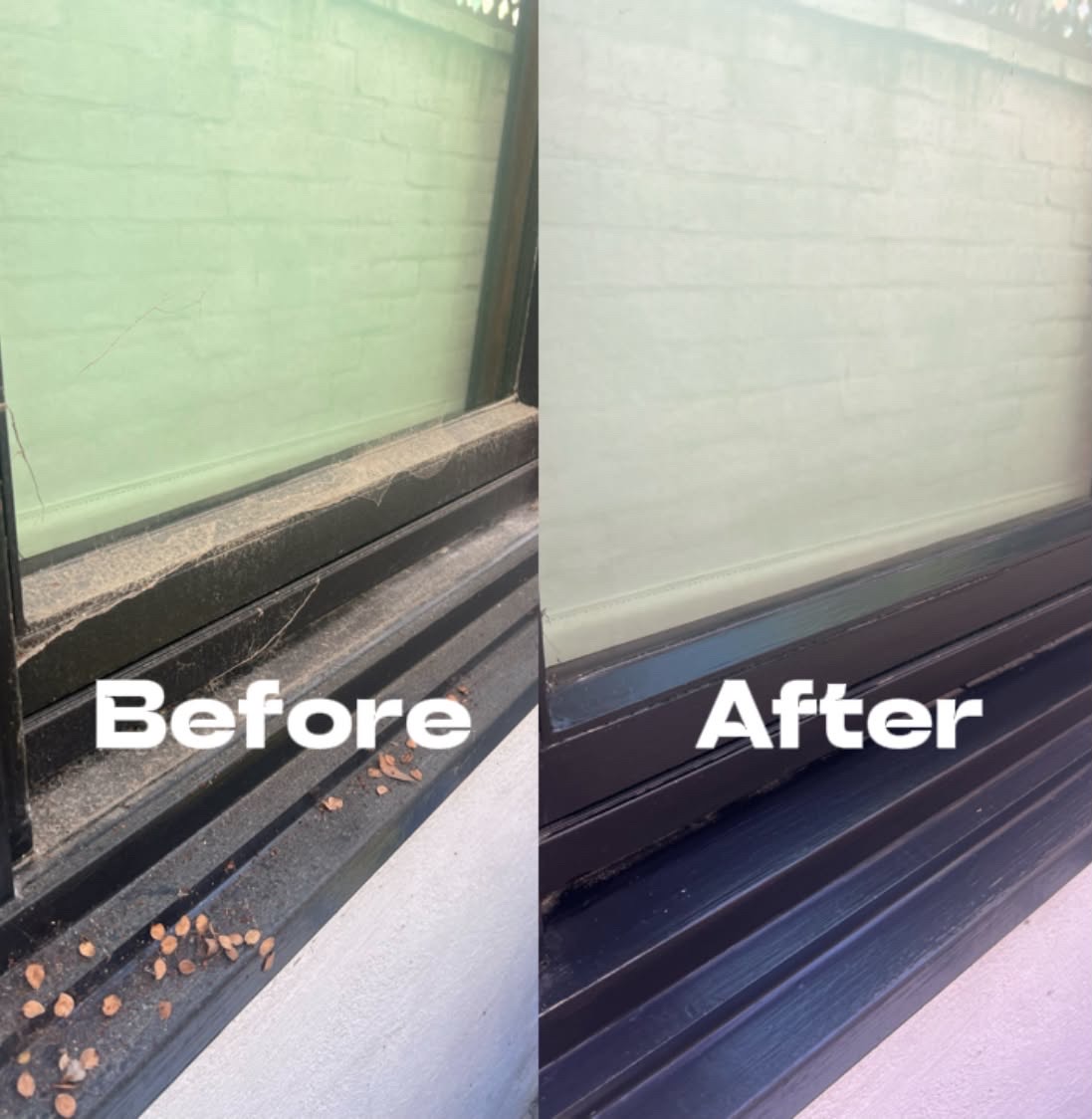 Window track cleaning before and after
